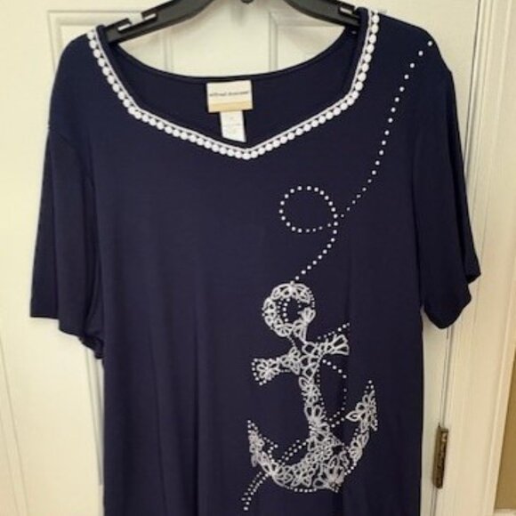 Alfred Dunner Anchors Away Tunic Tee Size 1X - Picture 2 of 3